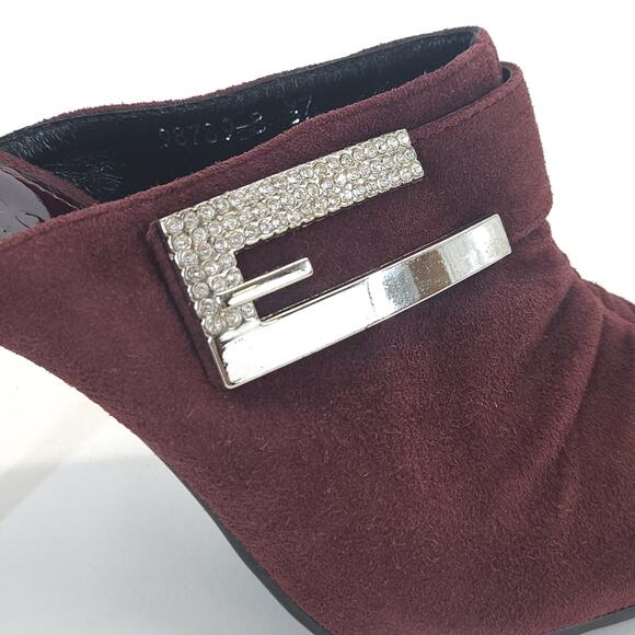 VTG Baroco Kitten Heel 6.5M Suede Ruched Studded Slip On Halloween Goth Witch - Picture 5 of 9